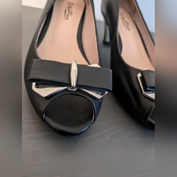Goldlion Black/Metallic Bow Peep Toe - Picture 4 of 6